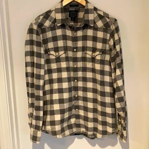 Lucky Brand Black Label Gray Plaid shirt Size M